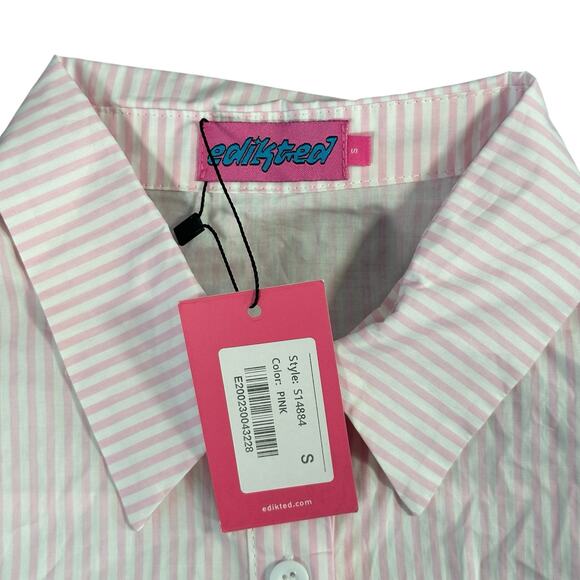 Edikted Women's Oversized Pinstripe Button Up Shirt Size S - Picture 5 of 7